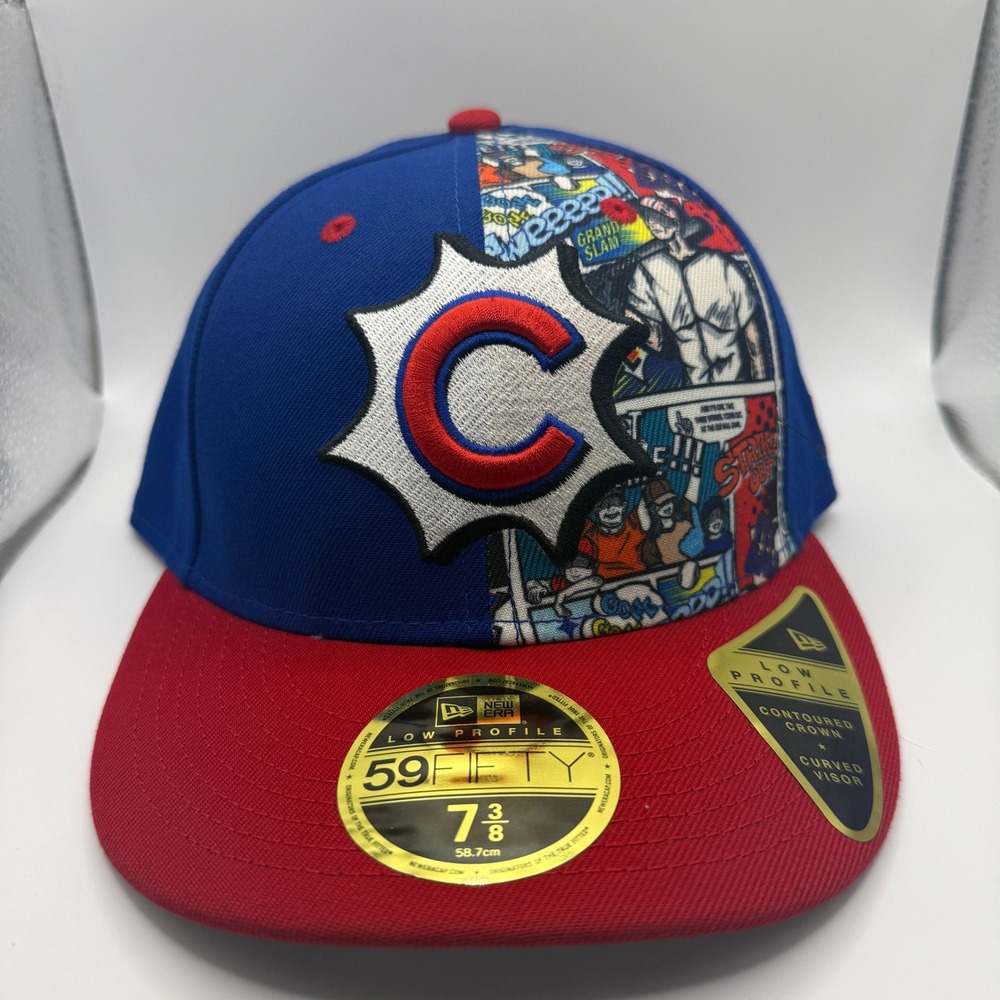 New Era 59FIFTY Low Profile Chicago Cubs Comic Book Hat 7 3/8 MLB Blue Red Cap